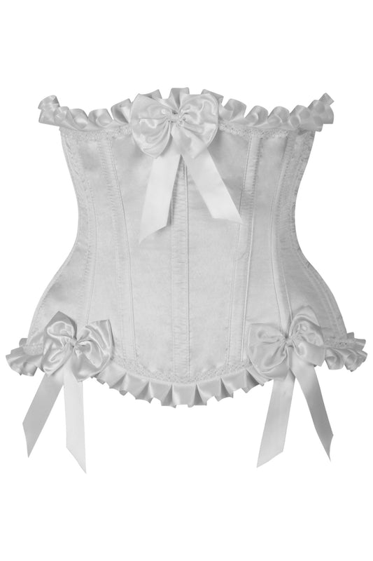 Daisy Corsets Top Drawer White Steel Boned Burlesque Underbust Corset Waist Cincher - Daisy Corsets