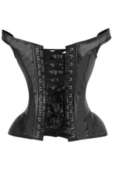 Daisy Corsets Top Drawer Black Faux Leather Steel Boned Corset w/Straps - Daisy Corsets