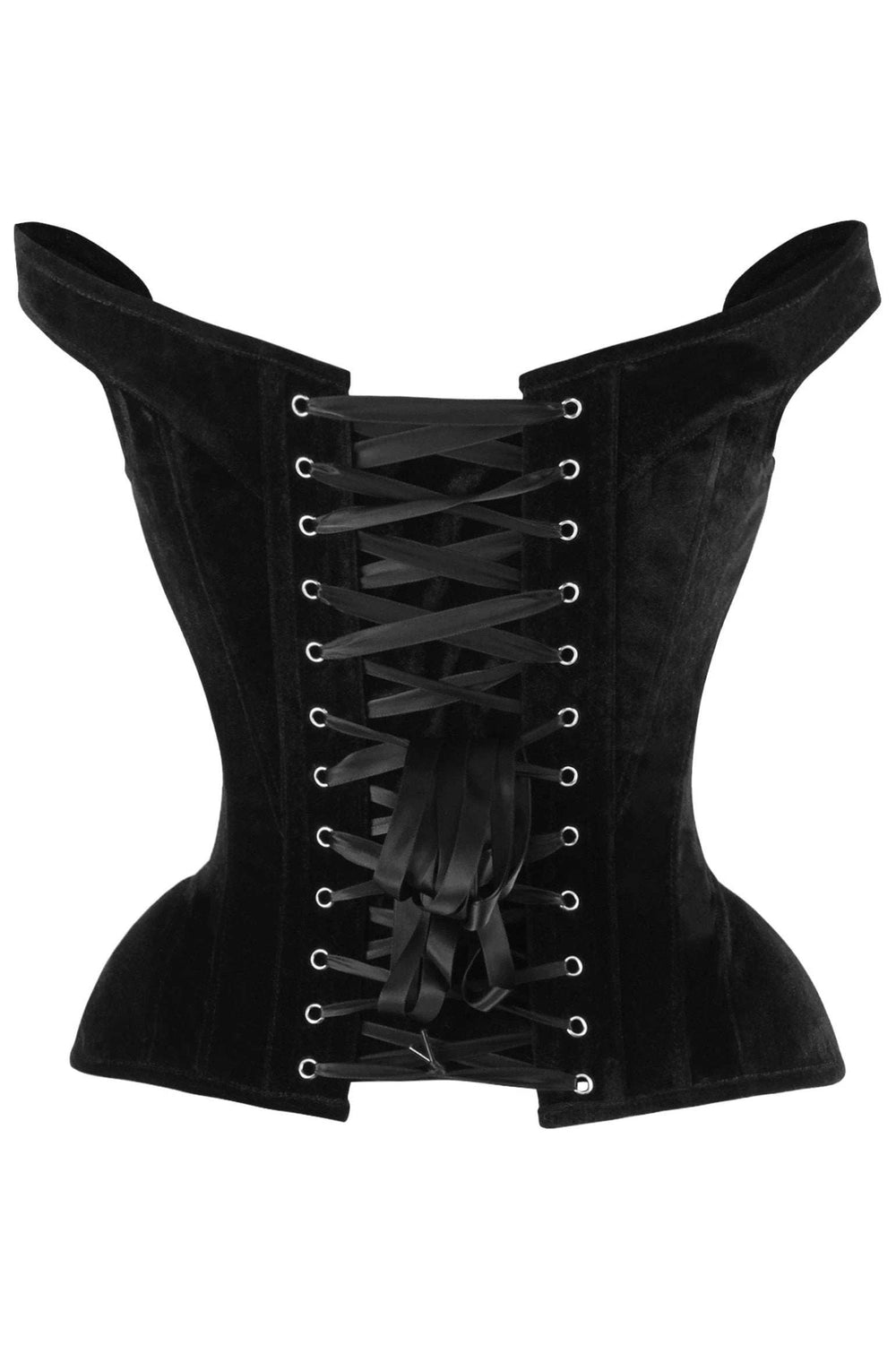 Daisy Corsets Top Drawer Black Velvet Steel Boned Corset w/Straps - Daisy Corsets - Flyclothing LLC