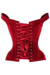Daisy Corsets Top Drawer Dark Red Velvet Steel Boned Corset w/Straps - Daisy Corsets