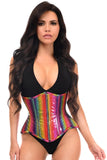 Daisy Corsets Top Drawer Rainbow Glitter Double Steel Boned Underbust Waist Cincher Corset - Daisy Corsets