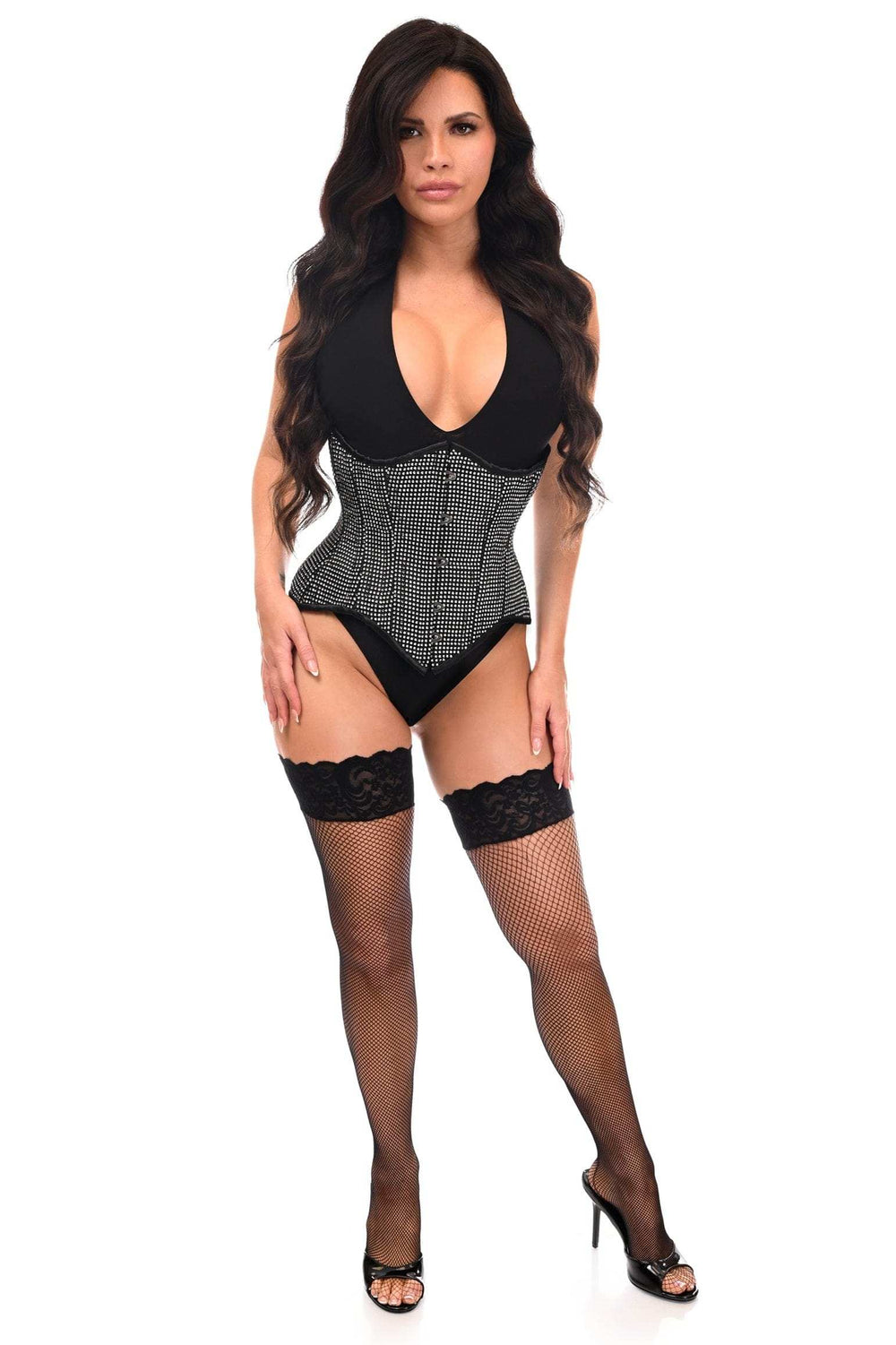 Daisy Corsets Top Drawer Rhinestone Double Steel Boned Underbust Waist Cincher Corset - Daisy Corsets - Flyclothing LLC