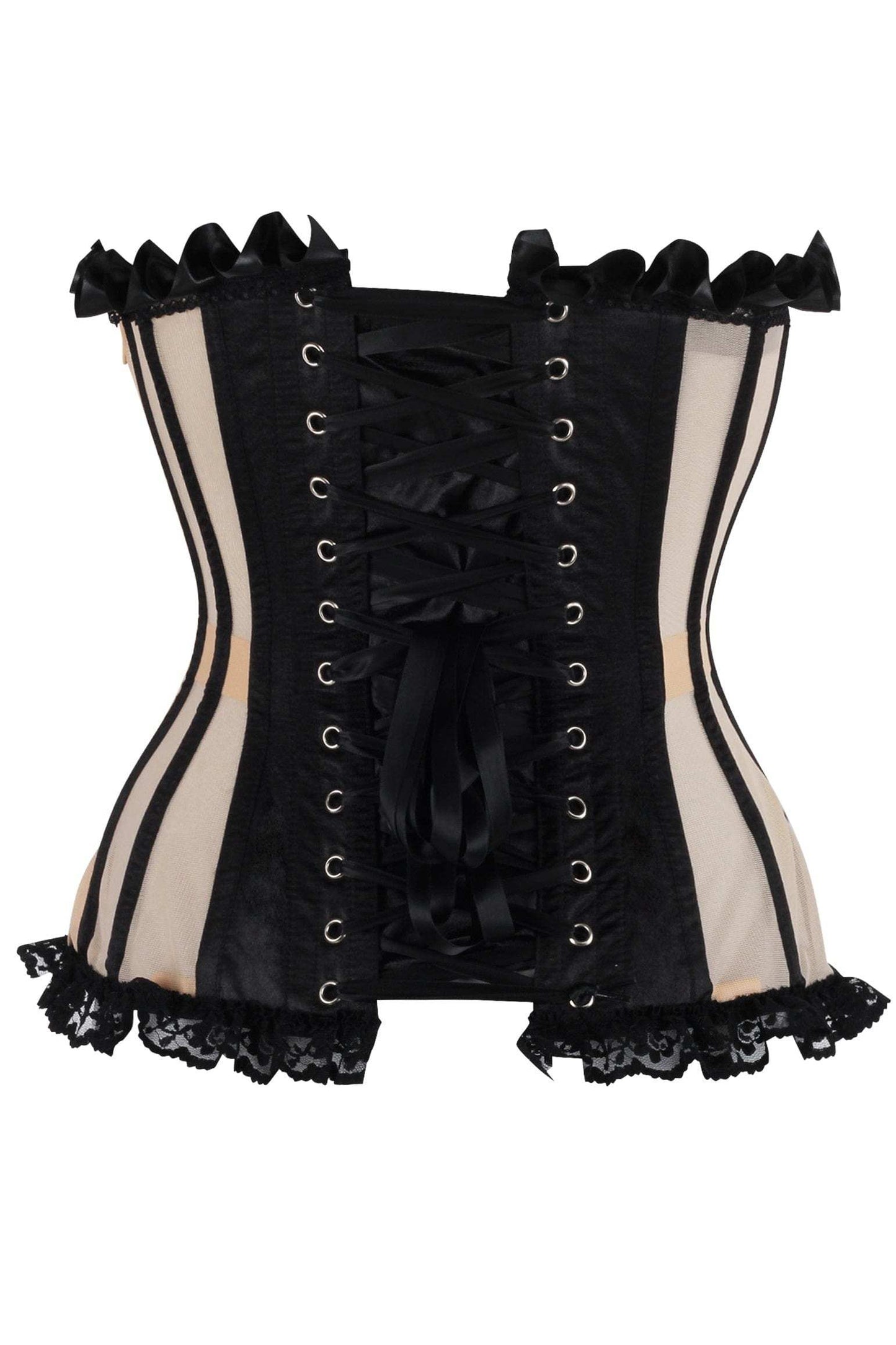 Daisy Corsets Top Drawer Steel Boned Nude & Black Mesh Underwire Bustier Corset - Daisy Corsets - Flyclothing LLC