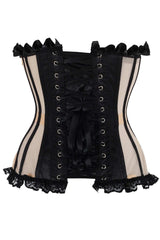 Daisy Corsets Top Drawer Steel Boned Nude & Black Mesh Underwire Bustier Corset - Daisy Corsets - Flyclothing LLC