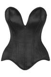 Daisy Corsets Top Drawer Steel Boned Black Satin Plunge Neckline Overbust Corset - Daisy Corsets