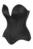 Daisy Corsets Top Drawer Steel Boned Black Satin Plunge Neckline Overbust Corset - Daisy Corsets
