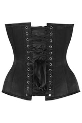 Daisy Corsets Top Drawer Steel Boned Black Satin Plunge Neckline Overbust Corset - Daisy Corsets