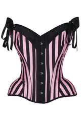 Daisy Corsets Top Drawer Pink/Black Striped Steel Boned Corset w/Straps - Daisy Corsets - Flyclothing LLC