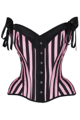 Daisy Corsets Top Drawer Pink/Black Striped Steel Boned Corset w/Straps - Daisy Corsets