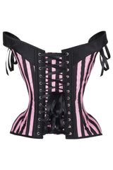 Daisy Corsets Top Drawer Pink/Black Striped Steel Boned Corset w/Straps - Daisy Corsets - Flyclothing LLC