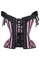 Daisy Corsets Top Drawer Pink/Black Striped Steel Boned Corset w/Straps - Daisy Corsets