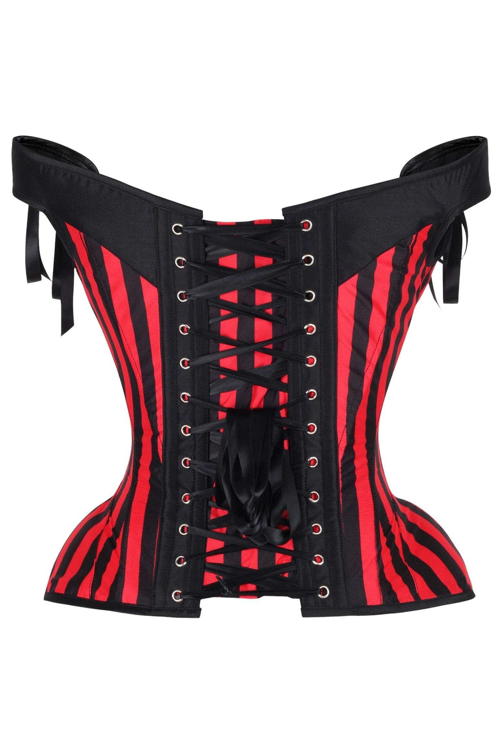 Daisy Corsets Top Drawer Red/Black Striped Steel Boned Corset w/Straps - Daisy Corsets - Flyclothing LLC