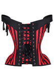 Daisy Corsets Top Drawer Red/Black Striped Steel Boned Corset w/Straps - Daisy Corsets