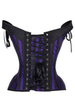 Daisy Corsets Top Drawer Dark Purple/Black Striped Steel Boned Corset w/Straps - Daisy Corsets