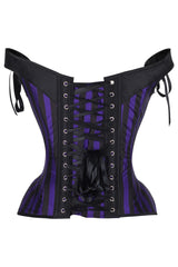 Daisy Corsets Top Drawer Dark Purple/Black Striped Steel Boned Corset w/Straps - Daisy Corsets