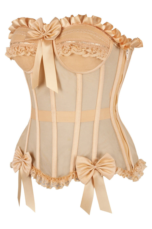 Daisy Corsets Top Drawer Steel Boned Nude Mesh Underwire Bustier Corset - Daisy Corsets