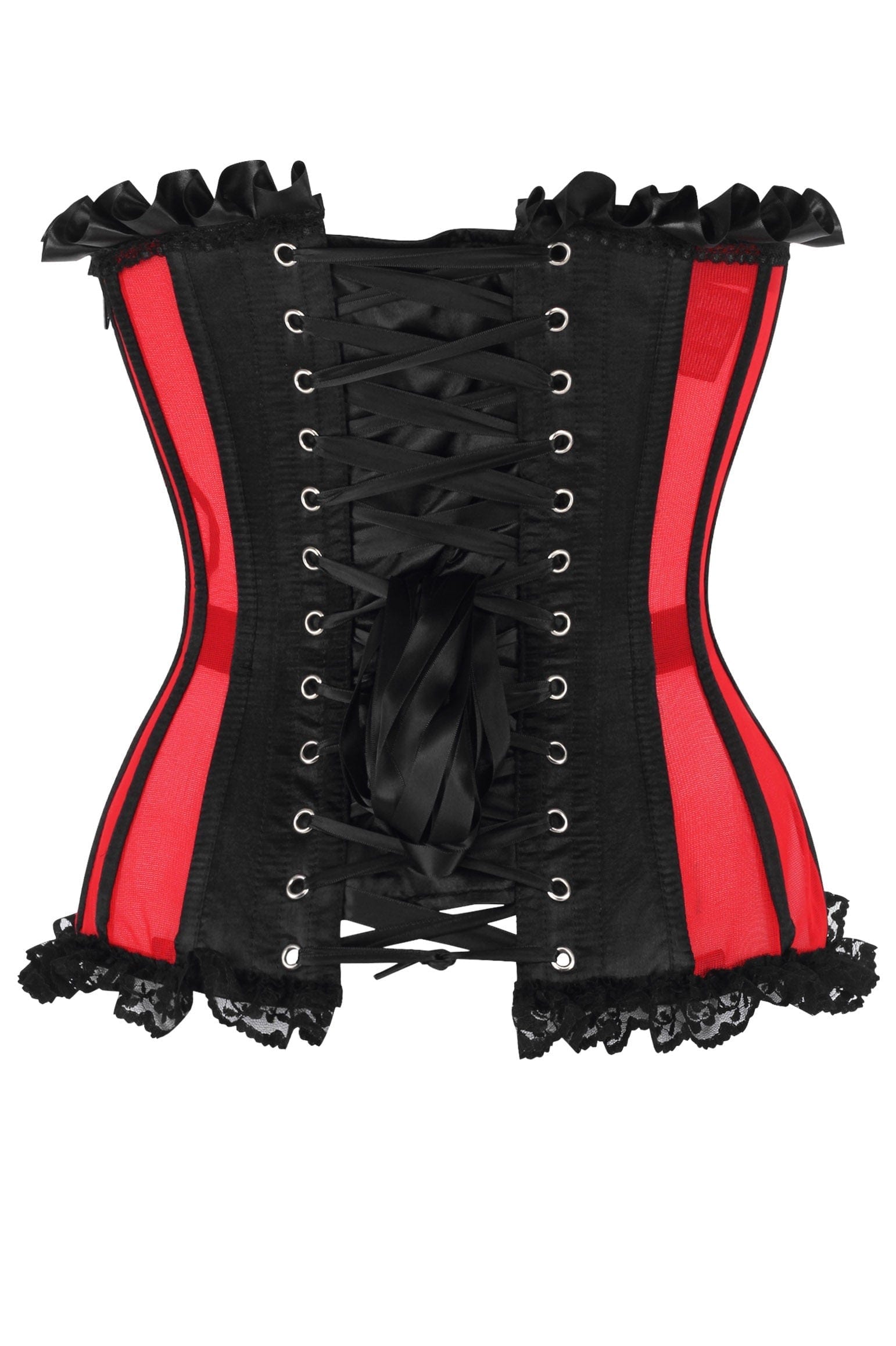 Daisy Corsets Top Drawer Steel Boned Red/Black Mesh Underwire Bustier Corset - Daisy Corsets