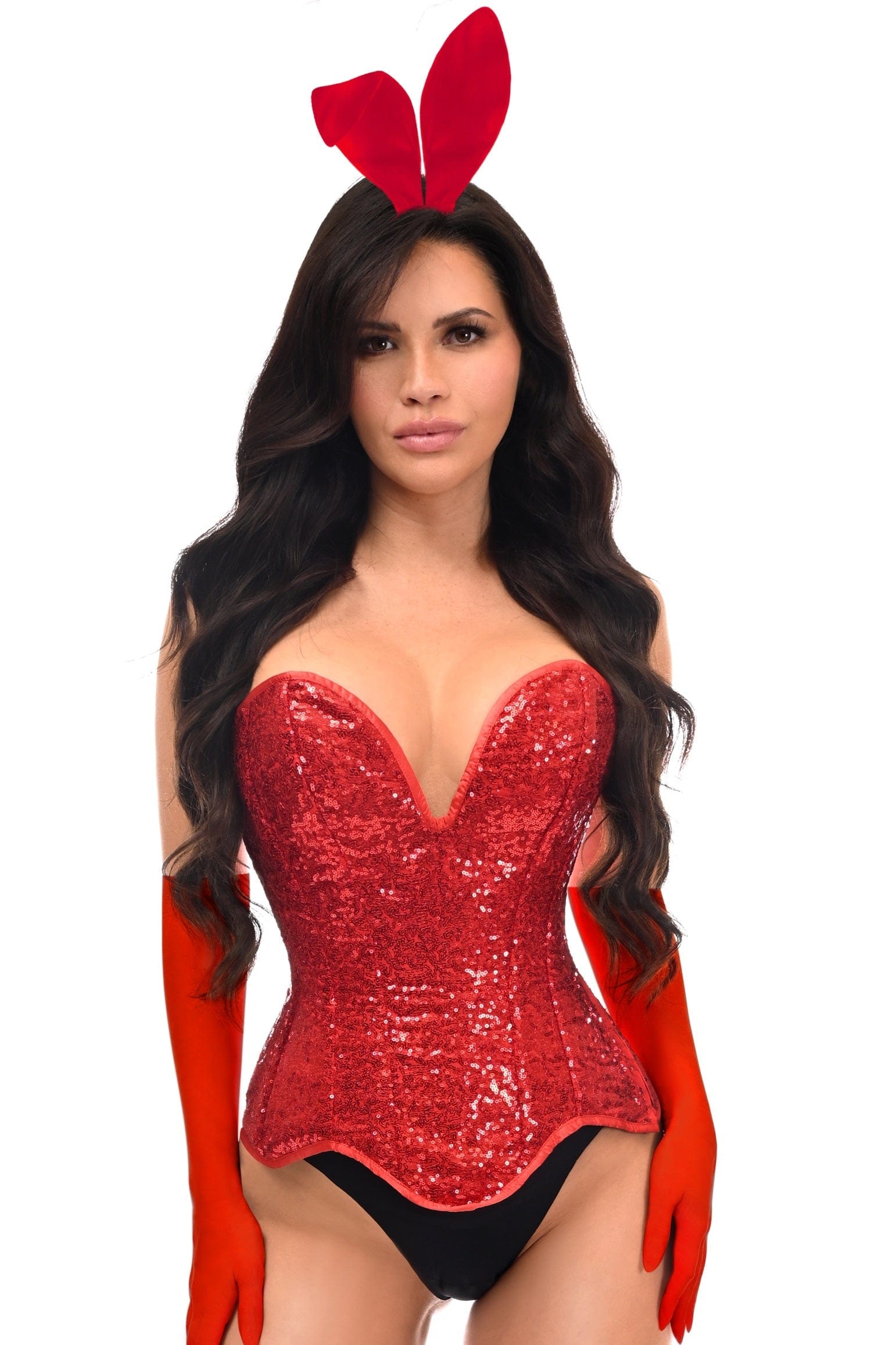 Daisy Corsets Top Drawer 4 PC Red Sequin Bunny Corset Costume - Daisy Corsets