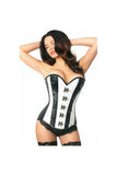 Daisy Corsets Top Drawer White Brocade & Faux Leather Steel Boned Corset - Daisy Corsets