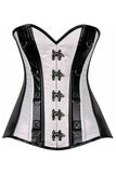 Daisy Corsets Top Drawer White Brocade & Faux Leather Steel Boned Corset - Daisy Corsets