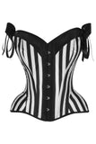 Daisy Corsets Top Drawer Black/White Striped Steel Boned Corset w/Straps - Daisy Corsets