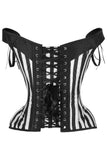 Daisy Corsets Top Drawer Black/White Striped Steel Boned Corset w/Straps - Daisy Corsets