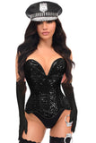 Daisy Corsets Top Drawer 4 PC Black Sequin Corset Cop Costume - Daisy Corsets