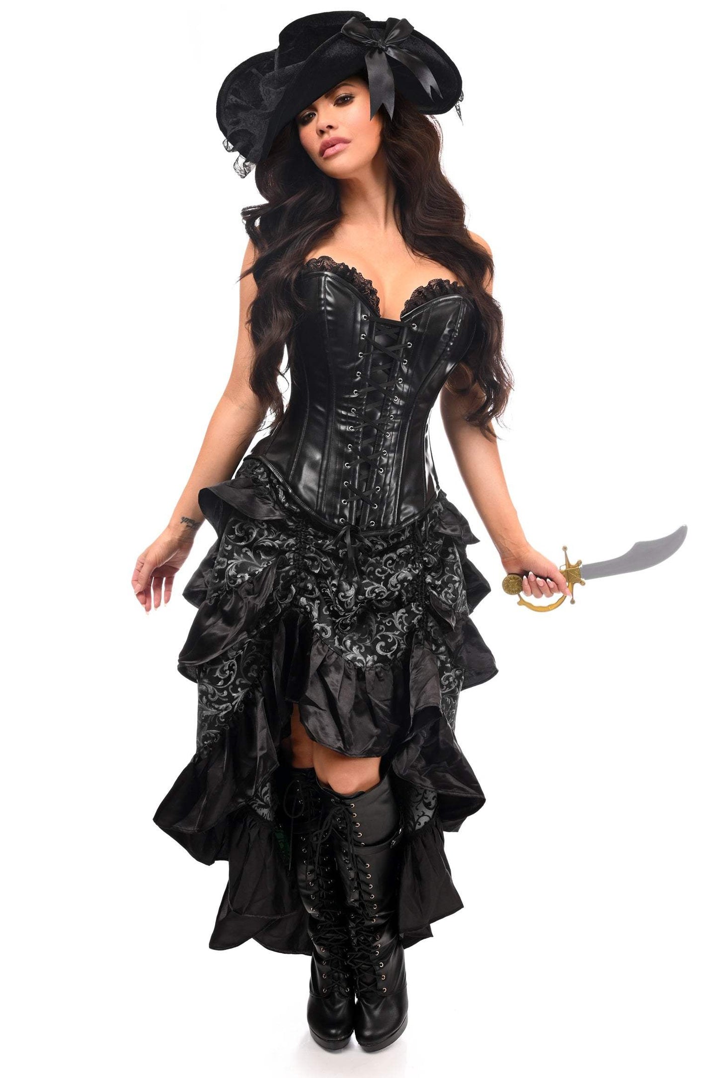 Daisy Corsets Top Drawer 4 PC Silver/Black Premium Pirate Corset Costume - Daisy Corsets - Flyclothing LLC