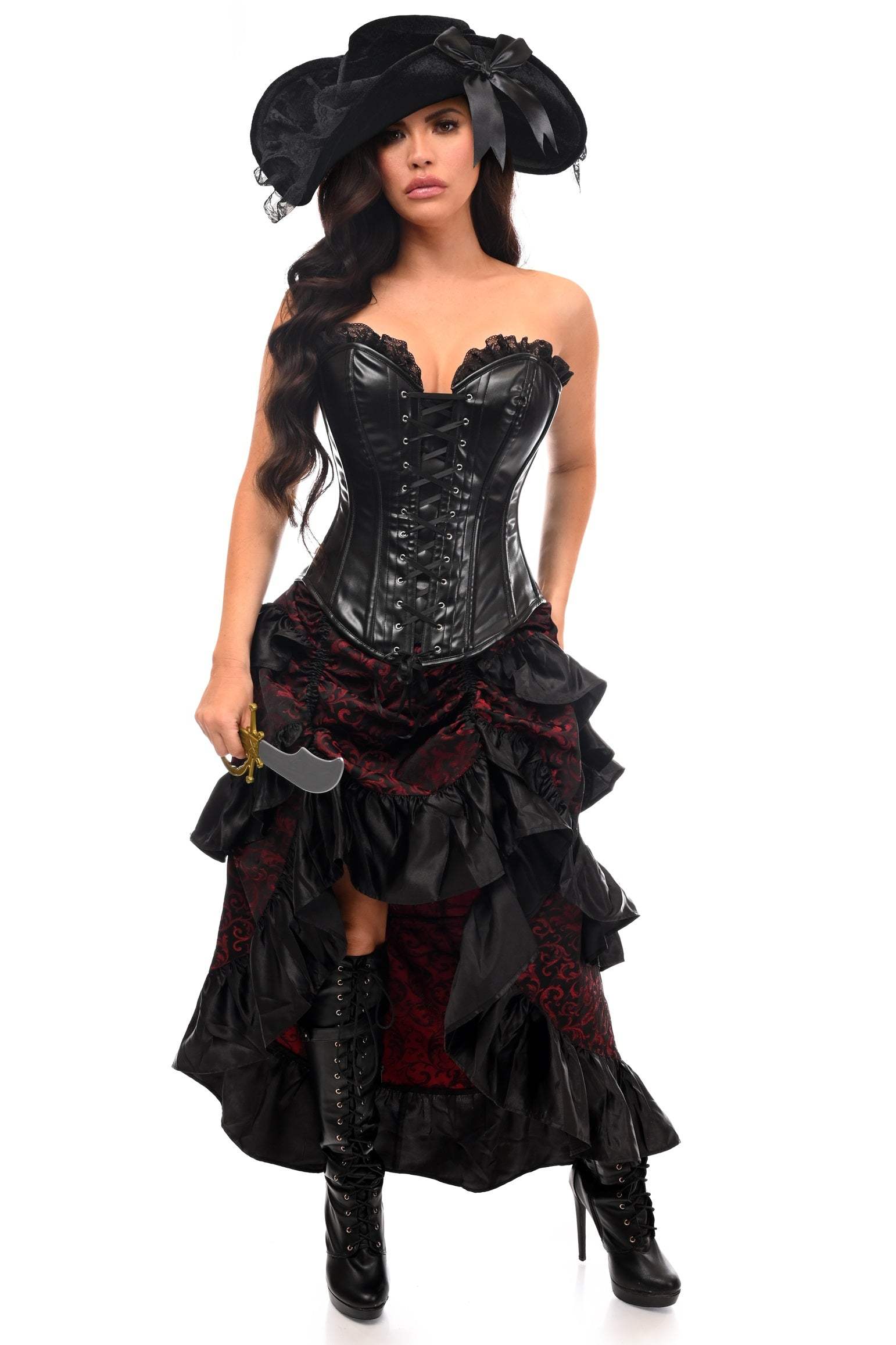 Daisy Corsets Top Drawer 4 PC Red/Black Premium Pirate Corset Costume - Daisy Corsets - Flyclothing LLC