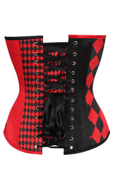 Daisy Corsets Top Drawer Black/Red Print Steel Boned Corset - Daisy Corsets