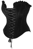 Daisy Corsets Top Drawer Black Velvet Lace-Up Steel Boned Overbust Corset - Daisy Corsets