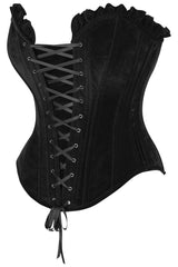 Daisy Corsets Top Drawer Black Velvet Lace-Up Steel Boned Overbust Corset - Daisy Corsets