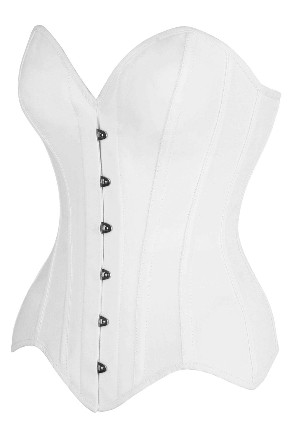 Daisy Corsets Top Drawer White Cotton Steel Boned Overbust Corset - Daisy Corsets - Flyclothing LLC