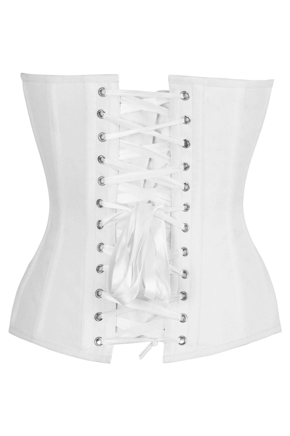 Daisy Corsets Top Drawer White Cotton Steel Boned Overbust Corset - Daisy Corsets - Flyclothing LLC