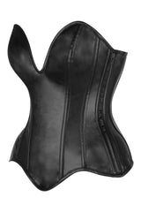 Daisy Corsets Top Drawer Steel Boned Black Faux Leather Plunge Neckline Overbust Corset - Daisy Corsets - Flyclothing LLC