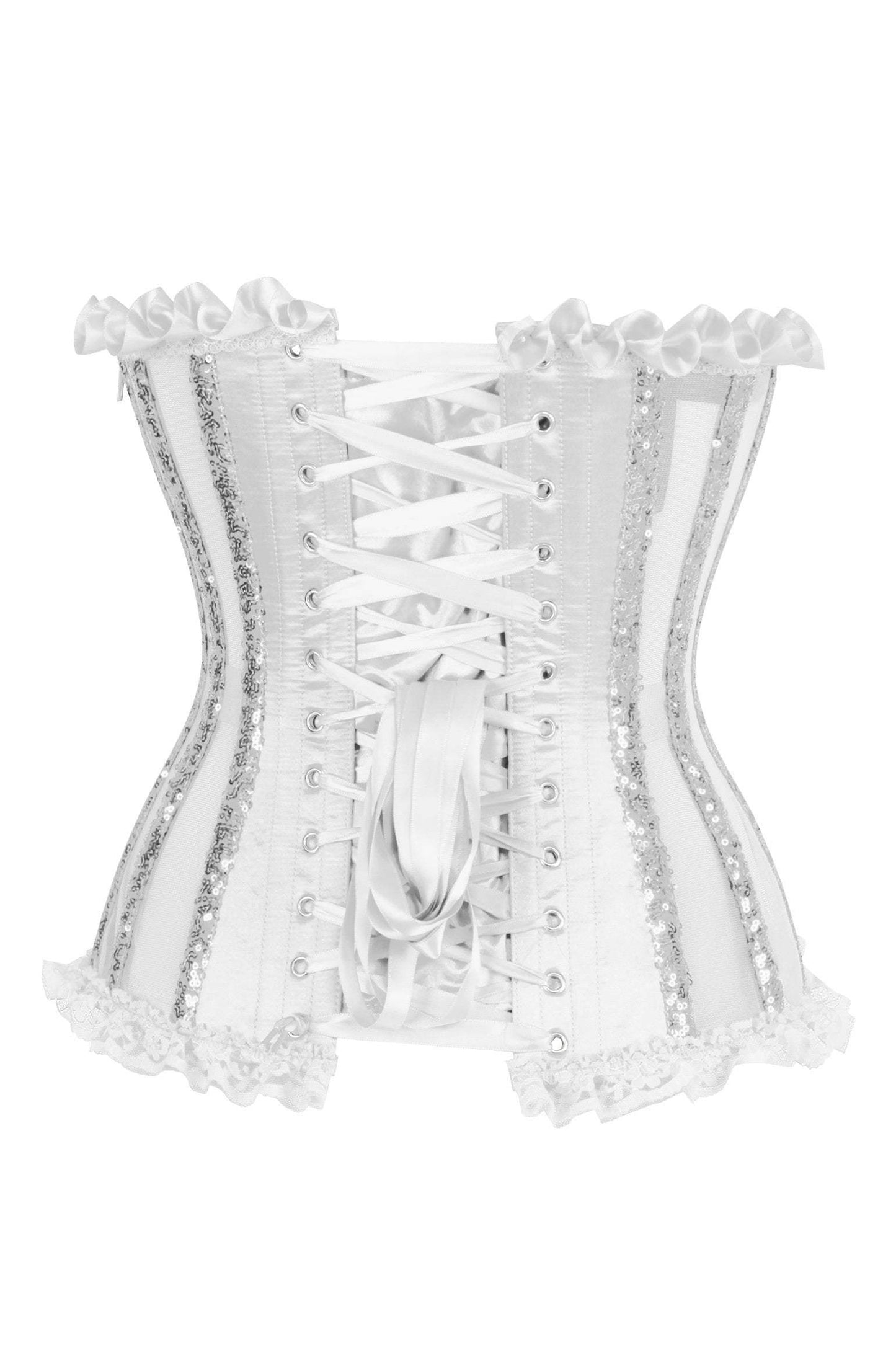 Daisy Corsets Top Drawer Steel Boned Silver Sequin Underwire Bustier Corset - Daisy Corsets - Flyclothing LLC