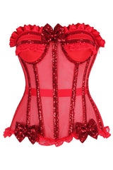 Daisy Corsets Top Drawer Steel Boned Red Sequin Underwire Bustier Corset - Daisy Corsets