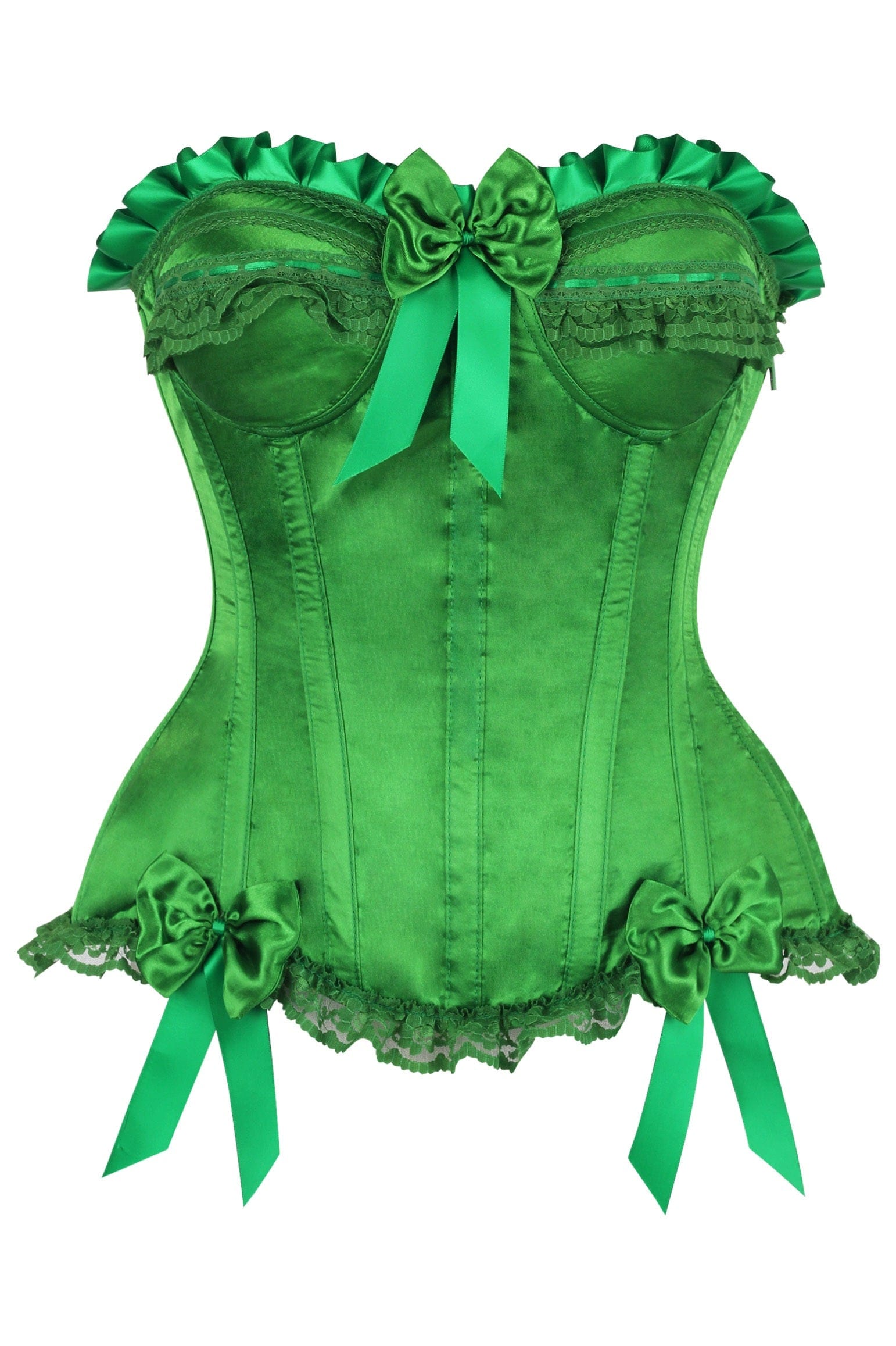 Daisy Corsets Top Drawer Green Satin Steel Boned Burlesque Corset - Daisy Corsets