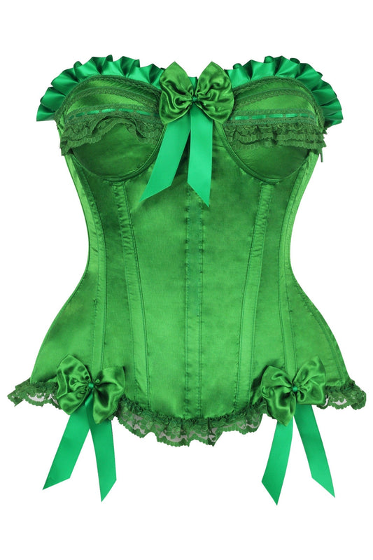 Daisy Corsets Top Drawer Green Satin Steel Boned Burlesque Corset - Daisy Corsets