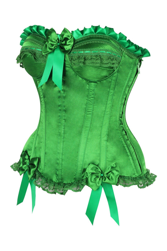 Daisy Corsets Top Drawer Green Satin Steel Boned Burlesque Corset - Daisy Corsets