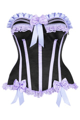 Daisy Corsets Top Drawer Black/Lavender Satin Steel Boned Burlesque Corset - Daisy Corsets