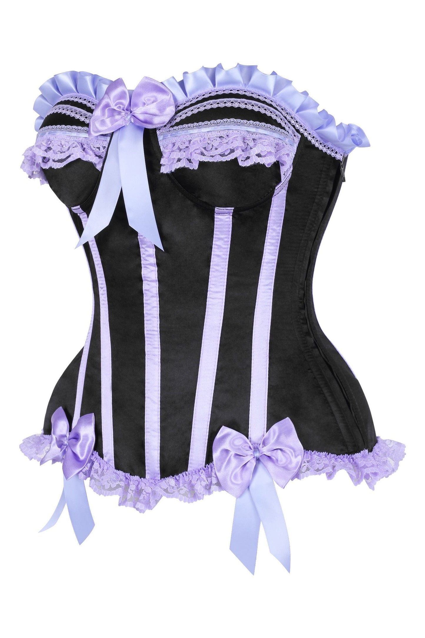 Daisy Corsets Top Drawer 2 PC Purple/Black Burlesque Steel Boned Corset & Bloomer Set - Daisy Corsets