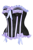 Daisy Corsets Top Drawer Black/Lavender Satin Steel Boned Burlesque Corset - Daisy Corsets