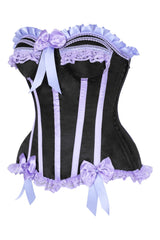 Daisy Corsets Top Drawer Black/Lavender Satin Steel Boned Burlesque Corset - Daisy Corsets