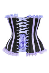 Daisy Corsets Top Drawer Black/Lavender Satin Steel Boned Burlesque Corset - Daisy Corsets