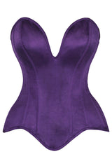 Daisy Corsets Top Drawer Steel Boned Dark Purple Satin Plunge Neckline Overbust Corset - Daisy Corsets