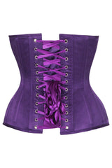 Daisy Corsets Top Drawer Steel Boned Dark Purple Satin Plunge Neckline Overbust Corset - Daisy Corsets - Flyclothing LLC