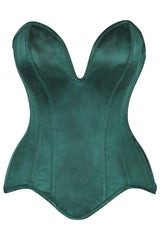 Daisy Corsets Top Drawer Steel Boned Dark Green Satin Plunge Neckline Overbust Corset - Daisy Corsets - Flyclothing LLC