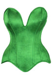 Daisy Corsets Top Drawer Steel Boned Green Satin Plunge Neckline Overbust Corset - Daisy Corsets
