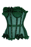Daisy Corsets Top Drawer Steel Boned Dark Green Sequin Underwire Bustier Corset - Daisy Corsets